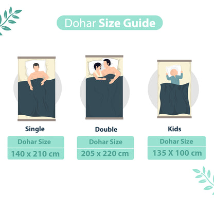 Teal Grey Abstract Single Bed Dohar – 120 GSM Microfiber