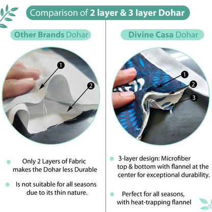 Teal Grey Abstract Single Bed Dohar – 120 GSM Microfiber