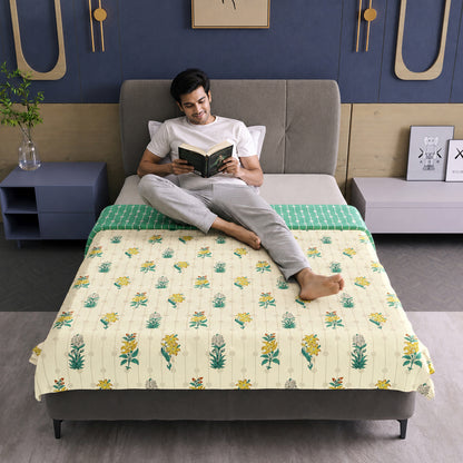 Cream Ivory Reversible Microfiber Dohar For Single Bed