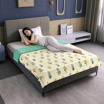 Cream Ivory Reversible Microfiber Dohar For Single Bed