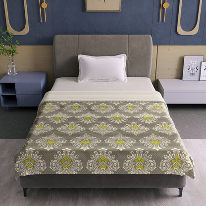 Cream And Yellow Floral Printed Lightweight Microfiber Single Dohar