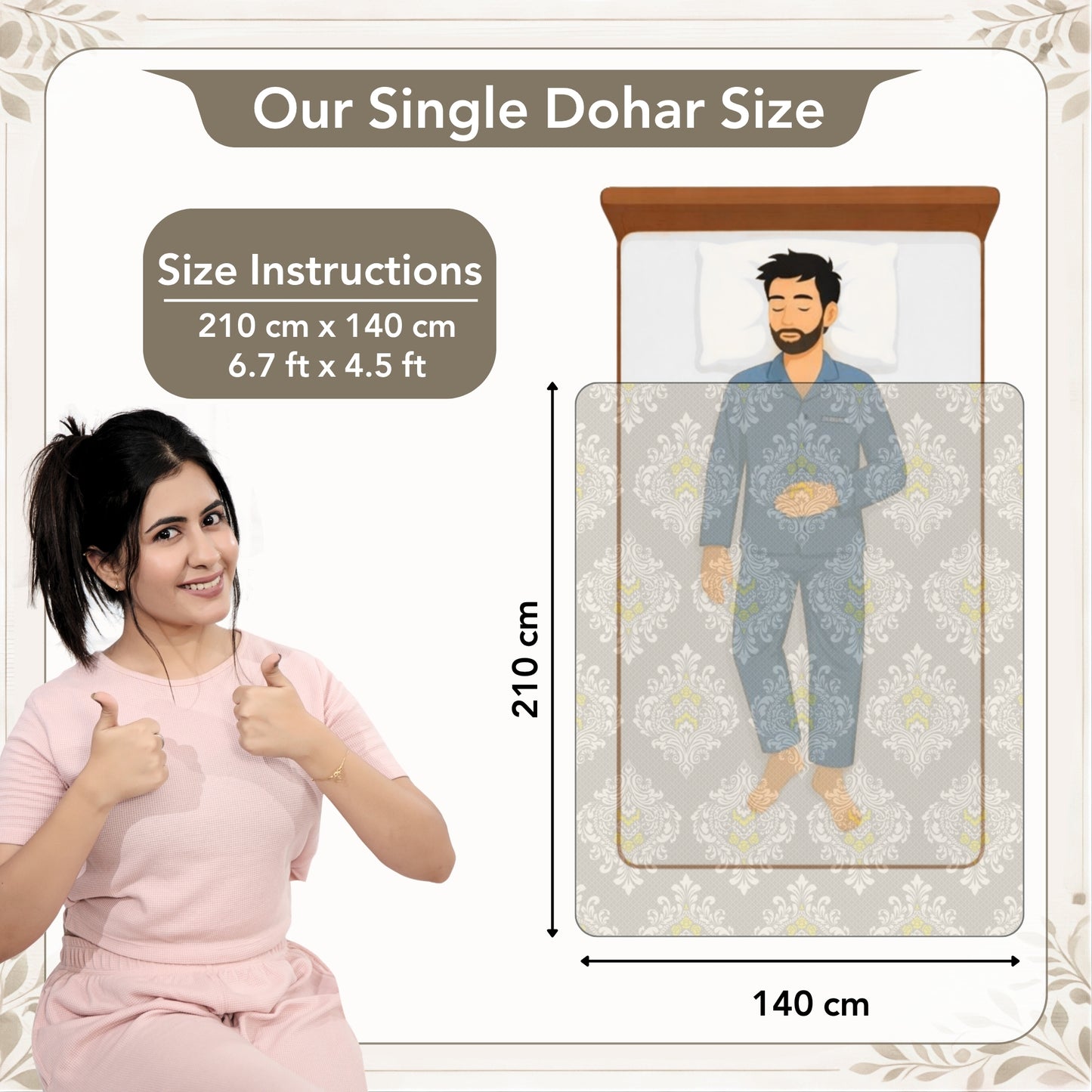 Cream And Yellow Floral Printed Lightweight Microfiber Single Dohar