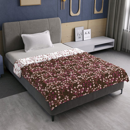 Brown Floral Microfiber Single Dohar – 120 GSM