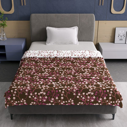 Brown Floral Microfiber Single Dohar – 120 GSM