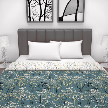 Grey Floral Classic Smooth Lighweight Reversible Double Bed Dohar