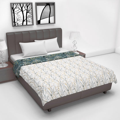 Grey Floral Classic Smooth Lighweight Reversible Double Bed Dohar