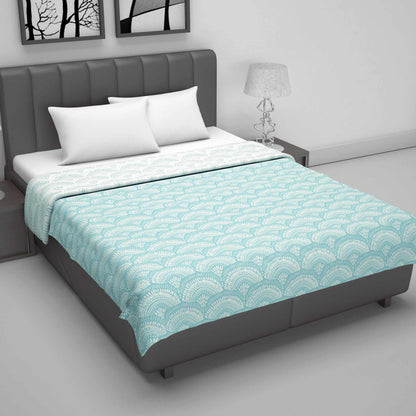 Block Print Sky Blue Lightweight Reversible Double Bed Dohar