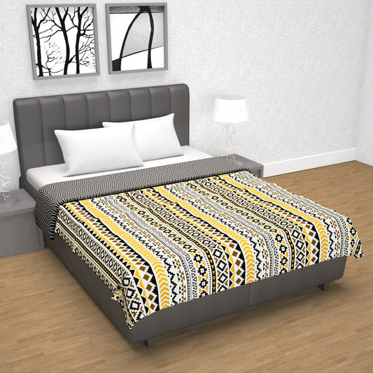 Mustard Mint Abstract Double Bed Dohar – 120 GSM Microfiber