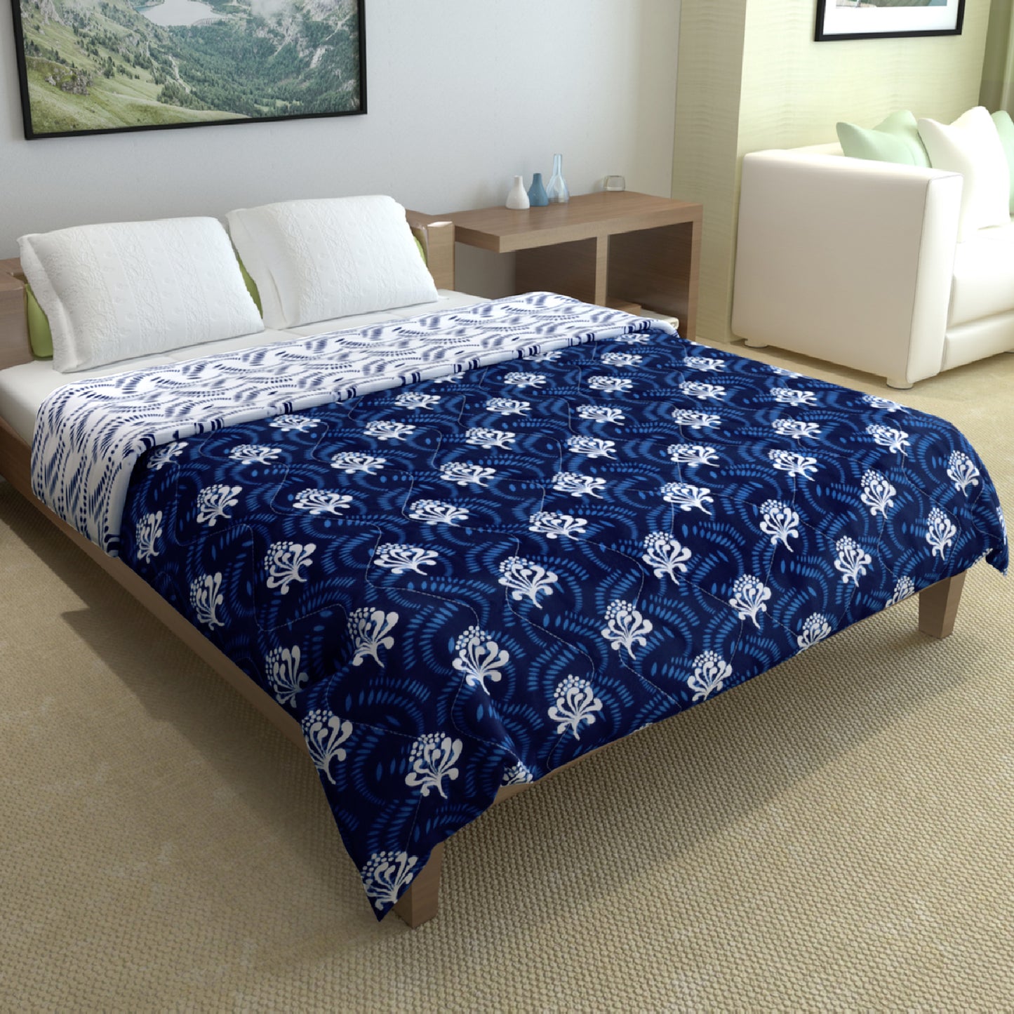 Iris Floral Reversible Double Bed Quilt Comforter