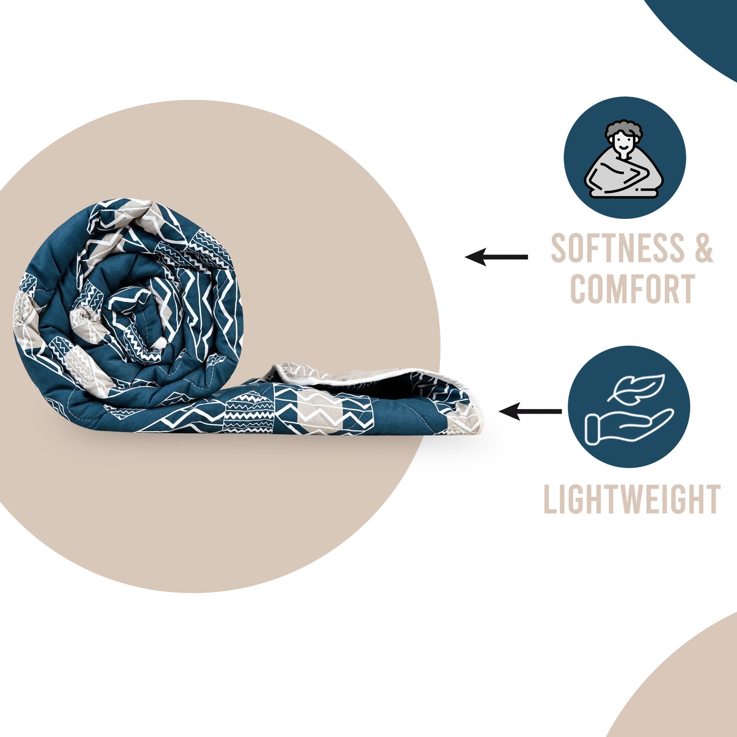 Midnight Grey Geometric Double Bed Comforter – 150 GSM Microfiber