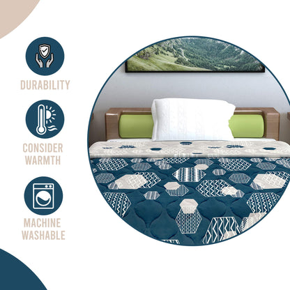 Midnight Grey Geometric Double Bed Comforter – 150 GSM Microfiber