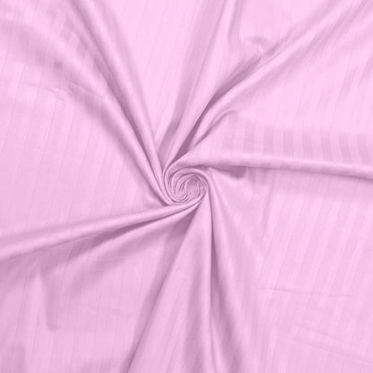 PINK 100% Cotton 220 TC Italian Stripes Flat King Size Bedsheet With 2 Pillow Cover  For Bedroom