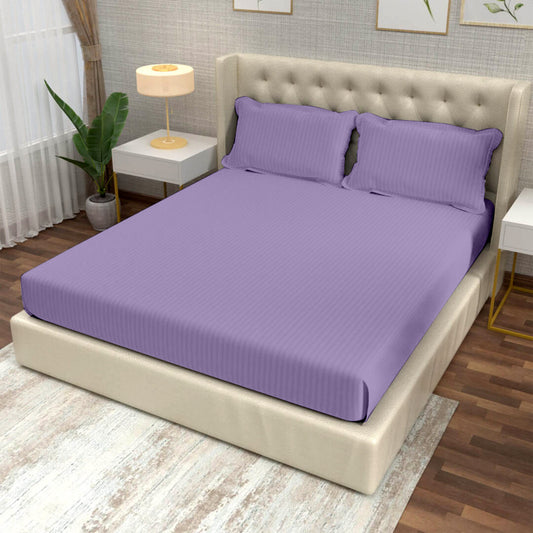 Dahlia Purple Italian Stripes Flat King Size Bedsheet