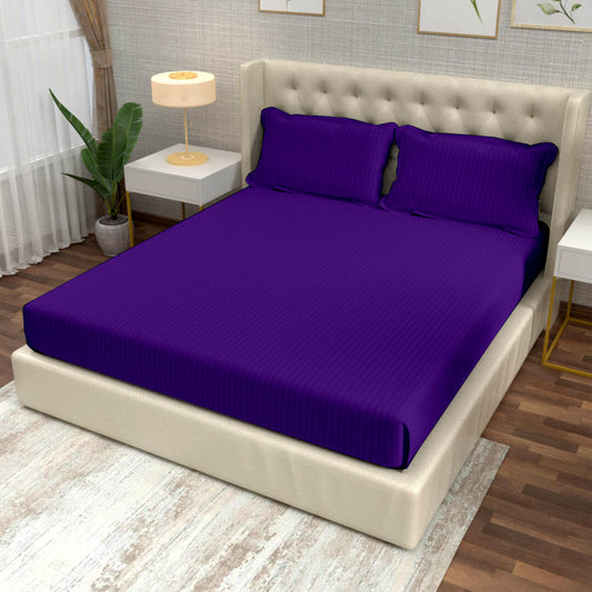 Purple Italian Stripes Flat King Size Bedsheet