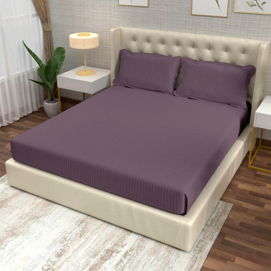 Violet Italian Stripes Flat King Size Bedsheet