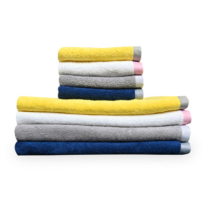 Multicolor Cotton 8 Hand & Face Towels Combo (40x60 cm & 30x30 cm)
