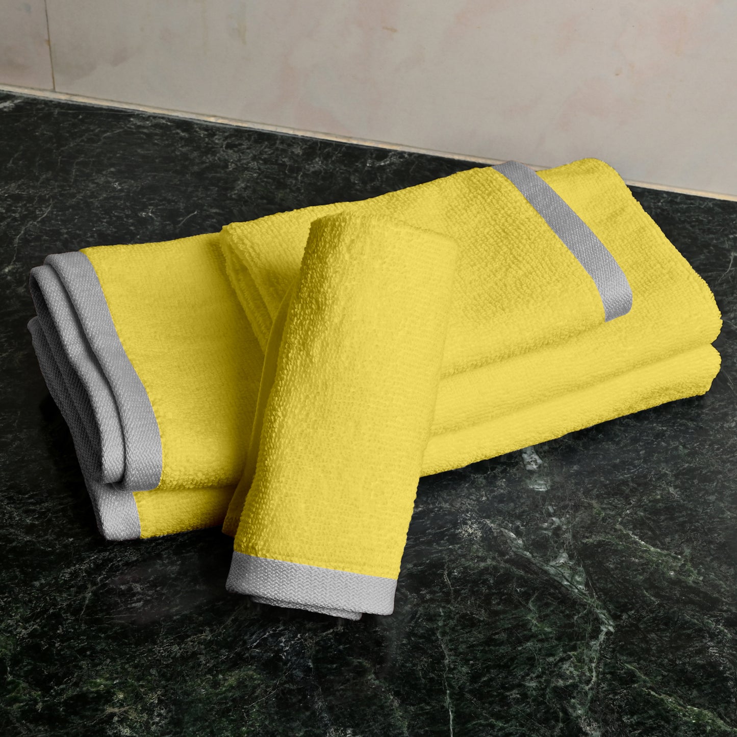 Yellow Cotton Set of 4 Hand & Face Towels Combo (40x60 cm, 30x30 cm)