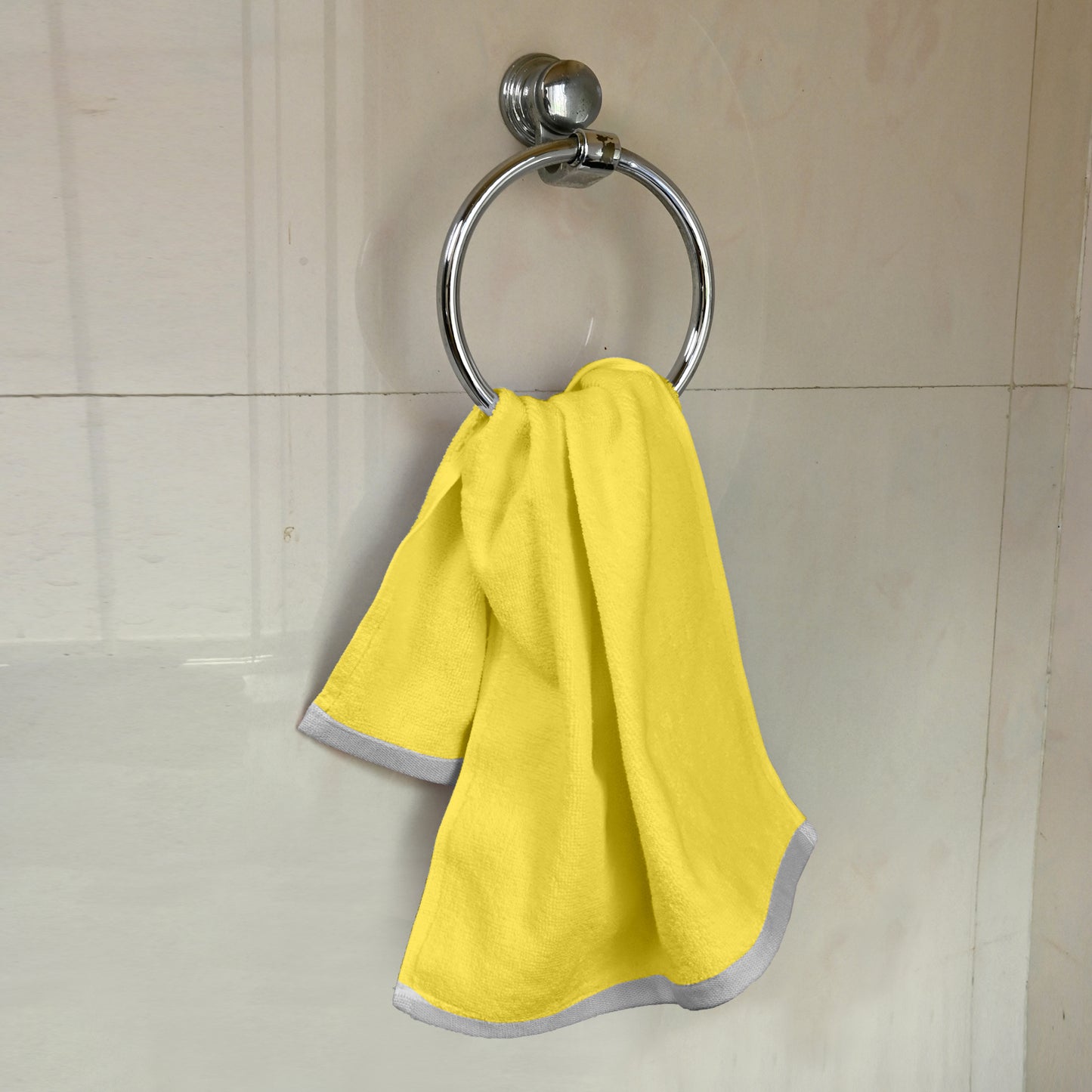 Yellow Cotton Set of 4 Hand & Face Towels Combo (40x60 cm, 30x30 cm)