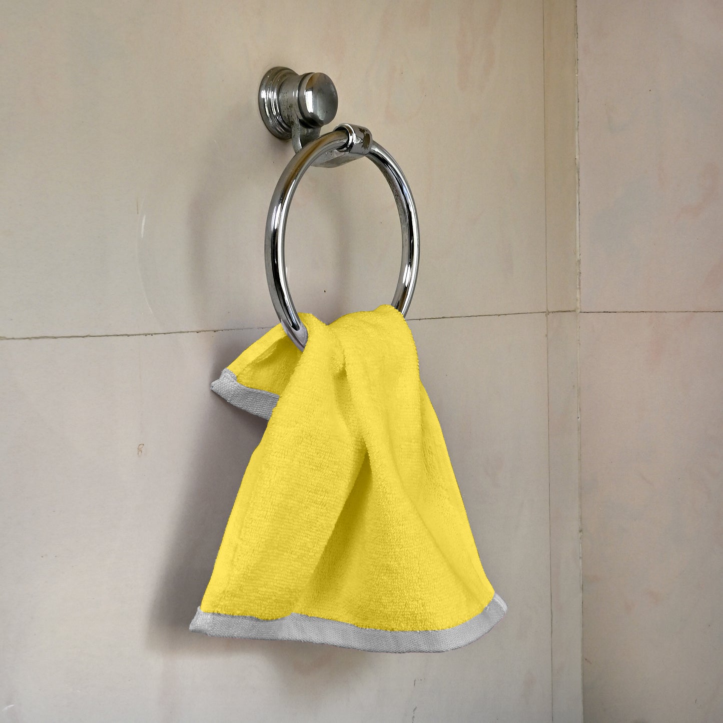 Yellow Cotton Set of 4 Hand & Face Towels Combo (40x60 cm, 30x30 cm)