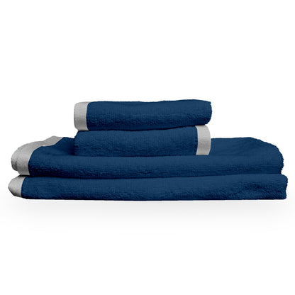 Blue Cotton Set of 4 Hand & Face Towels Combo (40x60 cm, 30x30 cm)