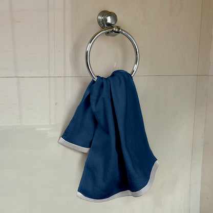 Blue Cotton Set of 4 Hand & Face Towels Combo (40x60 cm, 30x30 cm)
