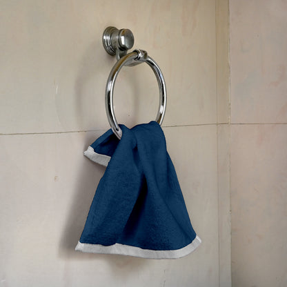 Blue Cotton Set of 4 Hand & Face Towels Combo (40x60 cm, 30x30 cm)
