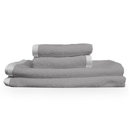 Grey Cotton Set of 4 Hand & Face Towels Combo (40x60 cm, 30x30 cm)