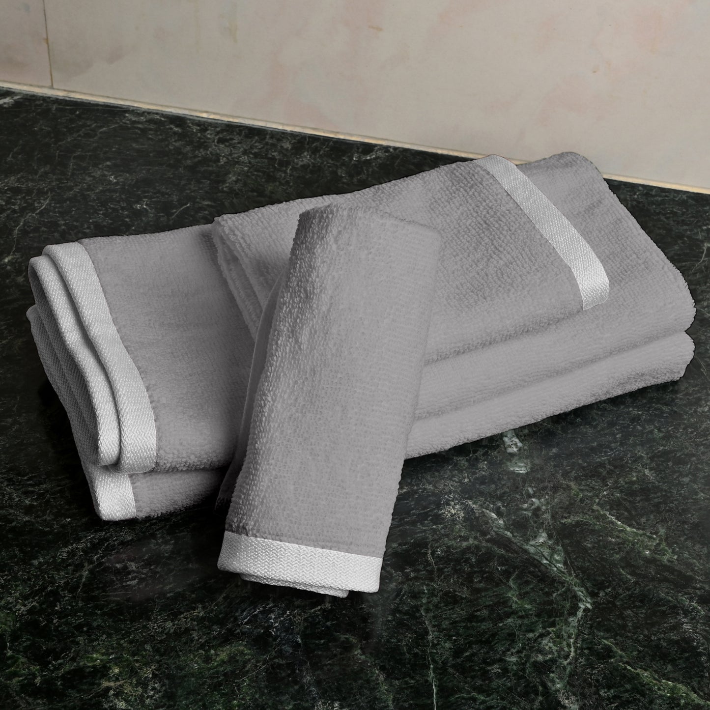 Grey Cotton Set of 4 Hand & Face Towels Combo (40x60 cm, 30x30 cm)