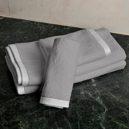 Grey Cotton Set of 4 Hand & Face Towels Combo (40x60 cm, 30x30 cm)