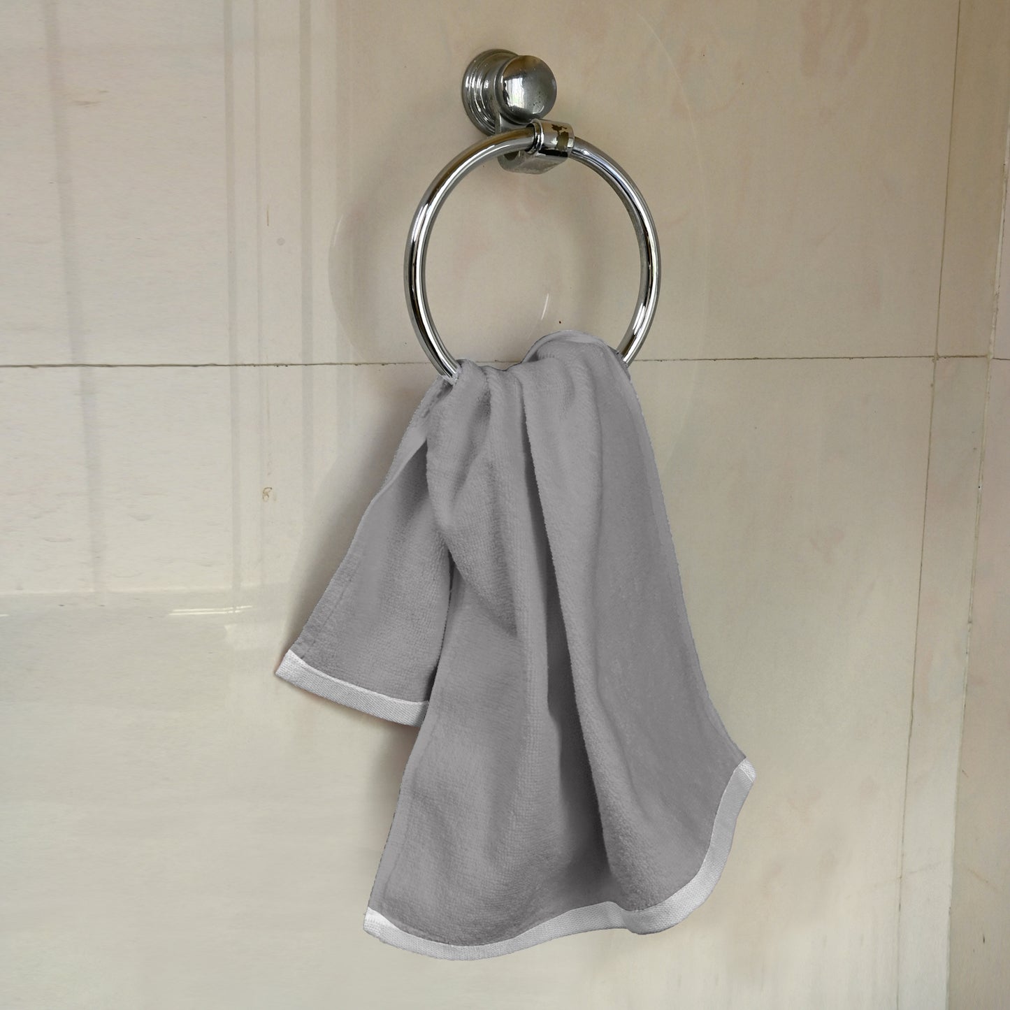 Grey Cotton Set of 4 Hand & Face Towels Combo (40x60 cm, 30x30 cm)