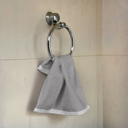 Grey Cotton Set of 4 Hand & Face Towels Combo (40x60 cm, 30x30 cm)