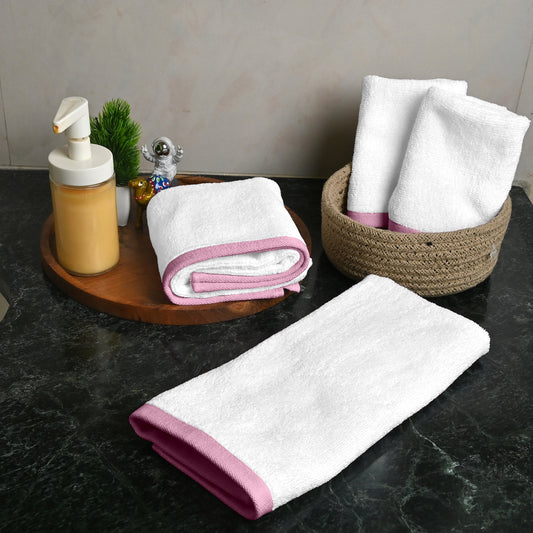 White Cotton Set of 4 Hand & Face Towels Combo (40x60 cm, 30x30 cm)