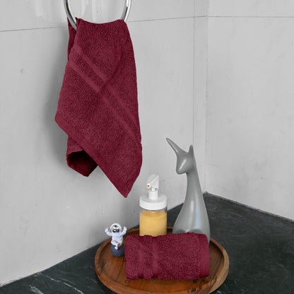 Maroon Cotton Set of 2 Hand Towels (40x60 cm)