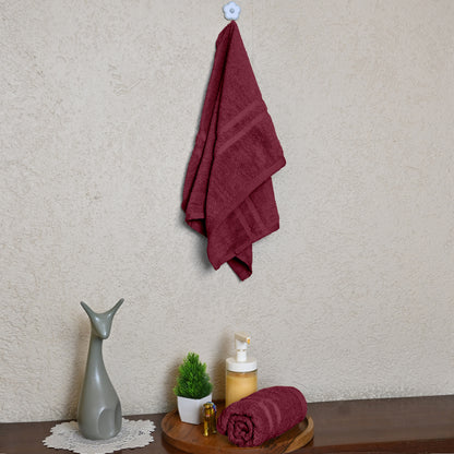 Maroon Cotton Set of 2 Hand Towels (40x60 cm)