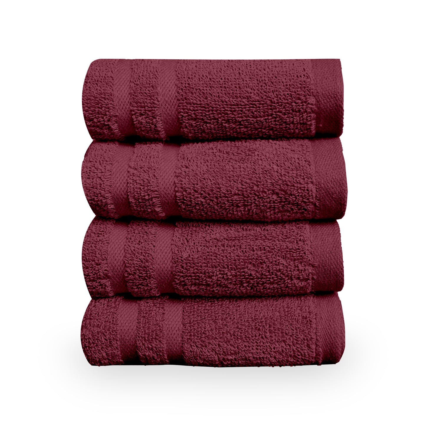 Maroon Cotton Set of 4 Hand Towels (40x60 cm)
