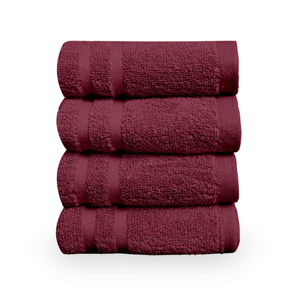 Maroon Cotton Set of 4 Hand Towels (40x60 cm)