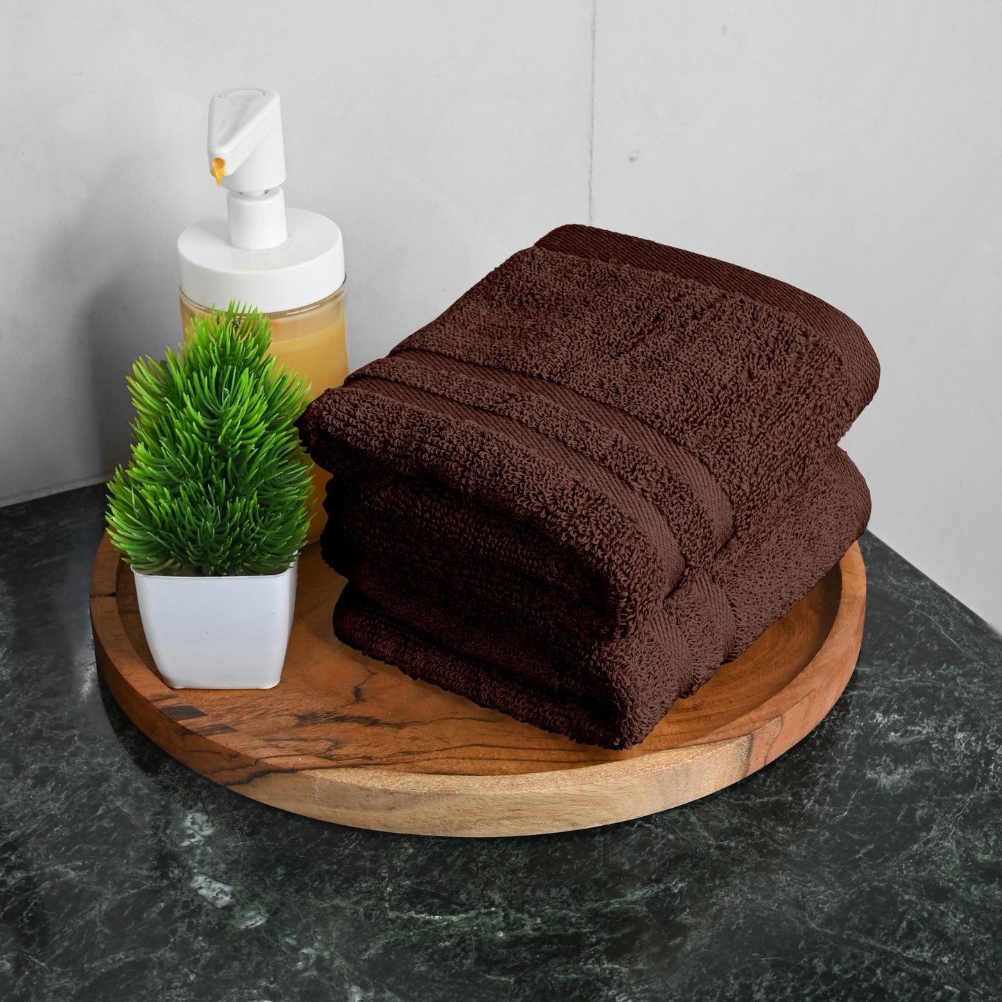 Brown Cotton Set of 2 Hand Towels (40x60 cm)