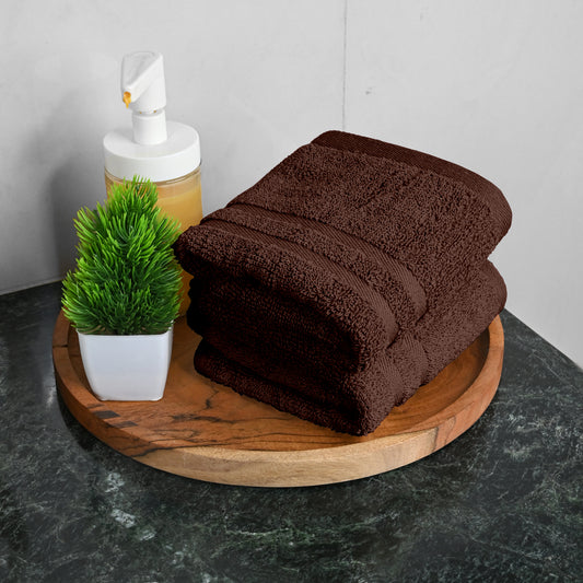 Brown Cotton Set of 2 Hand Towels (40x60 cm)