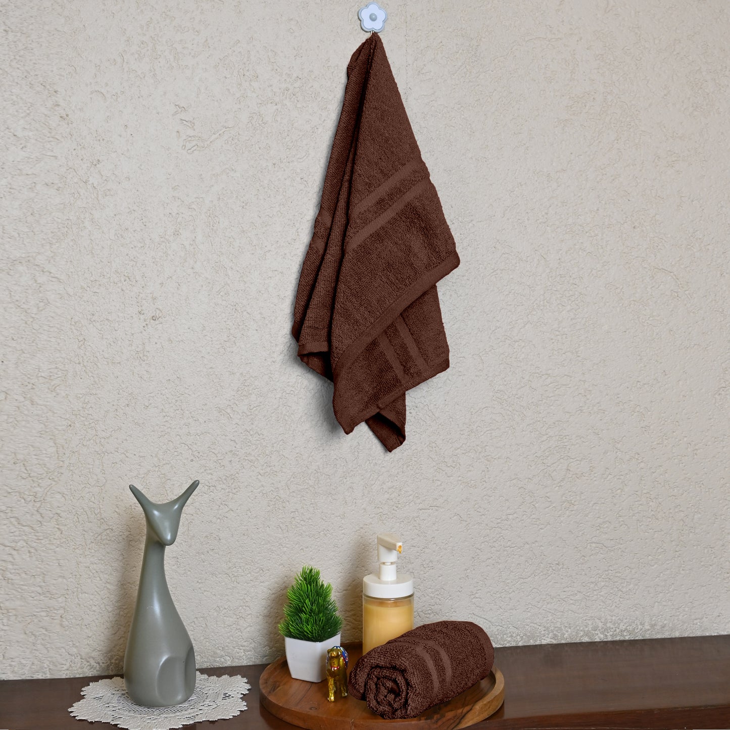 Brown Cotton Set of 2 Hand Towels (40x60 cm)
