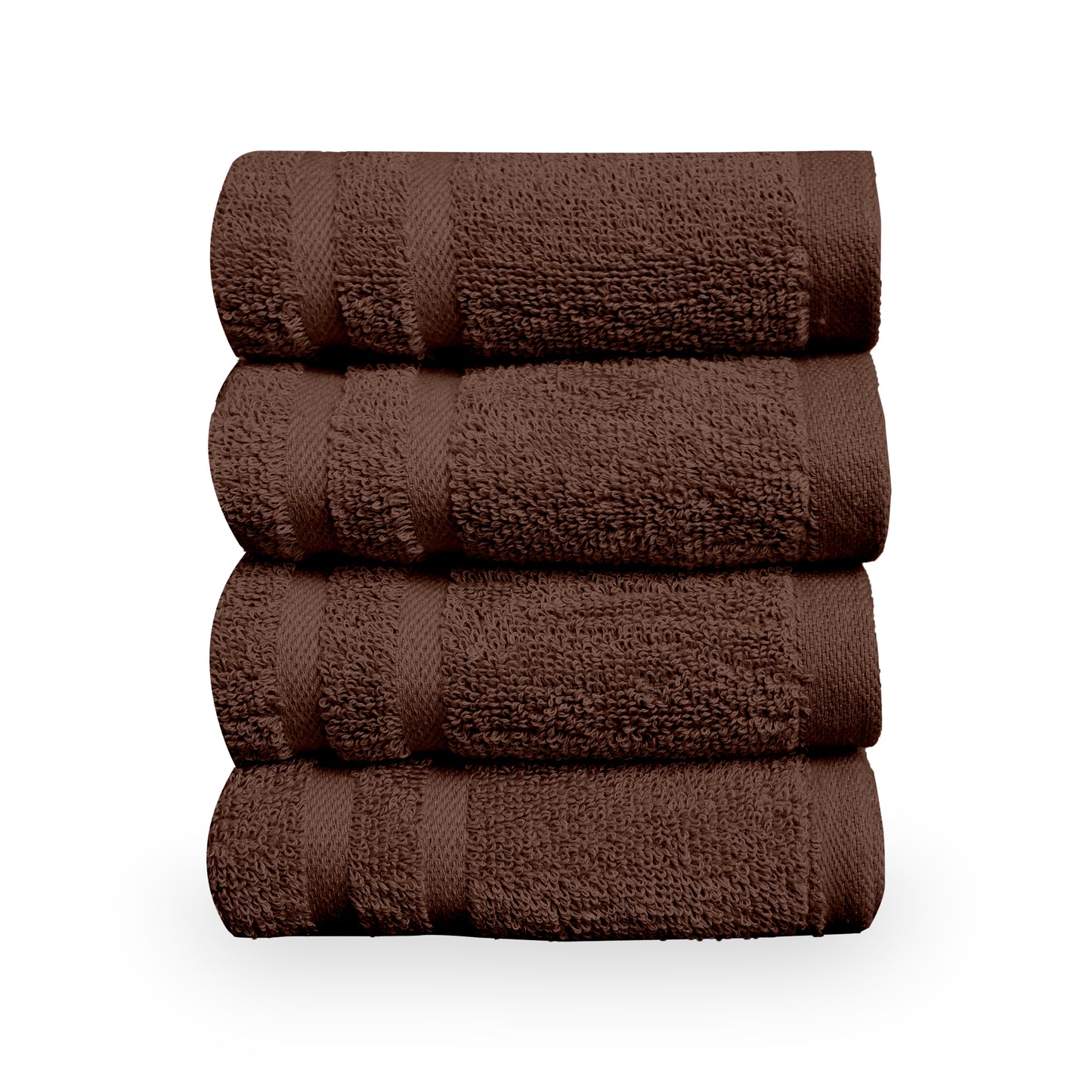 Brown Cotton Set of 4 Hand Towels (40x60 cm)
