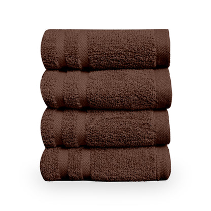 Brown Cotton Set of 4 Hand Towels (40x60 cm)