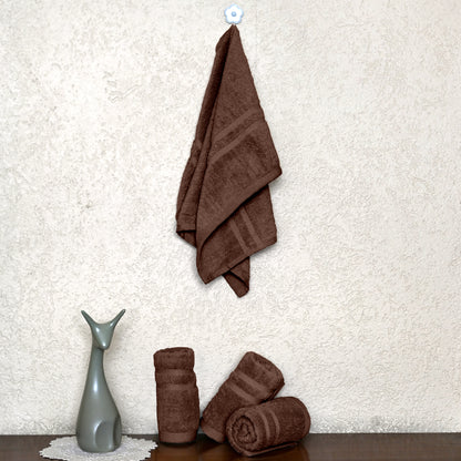 Brown Cotton Set of 4 Hand Towels (40x60 cm)