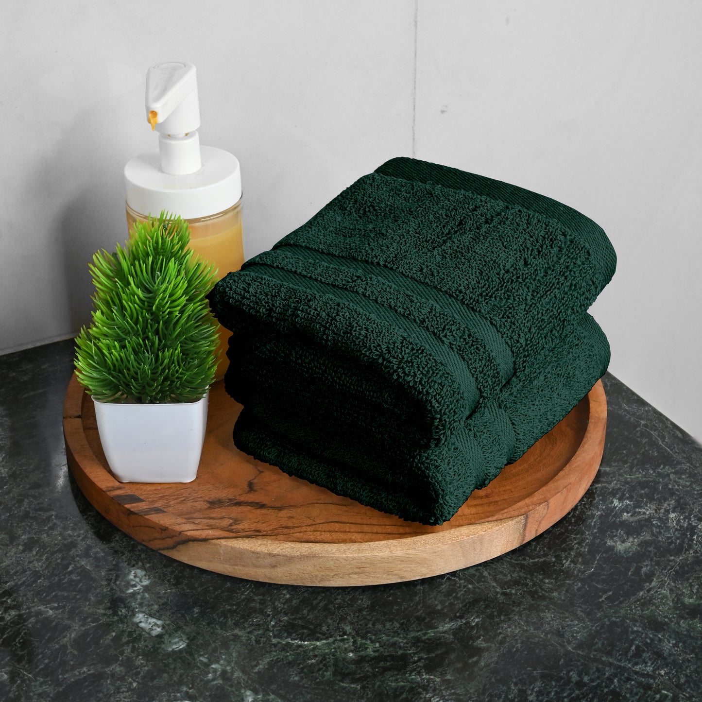 Green Cotton Set of 2 Hand Towels (40x60 cm)