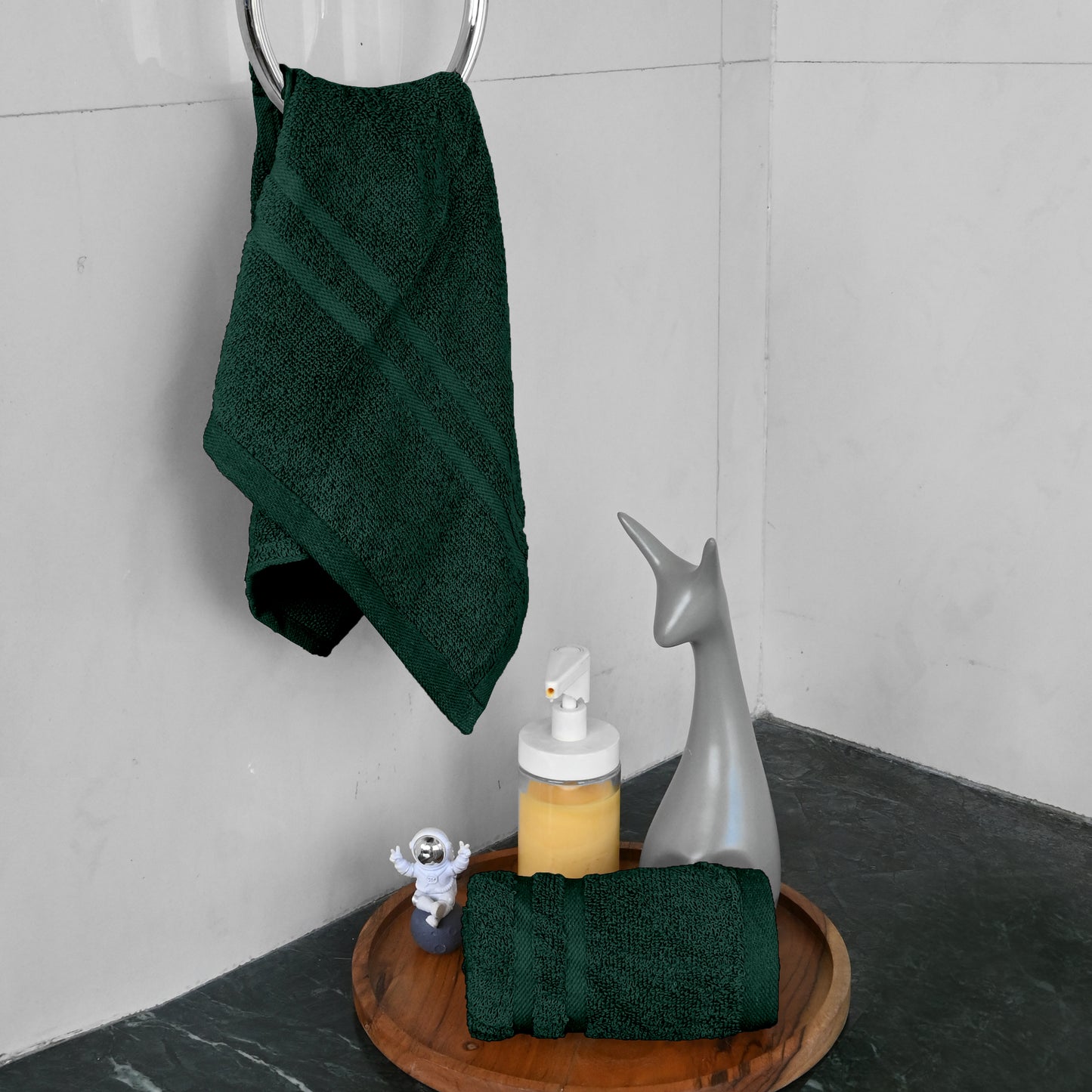 Green Cotton Set of 2 Hand Towels (40x60 cm)