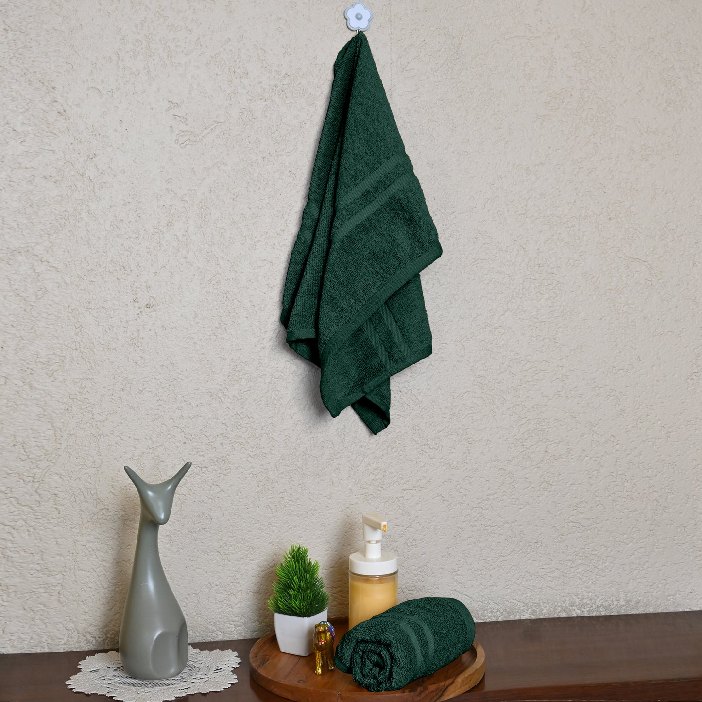 Green Cotton Set of 2 Hand Towels (40x60 cm)