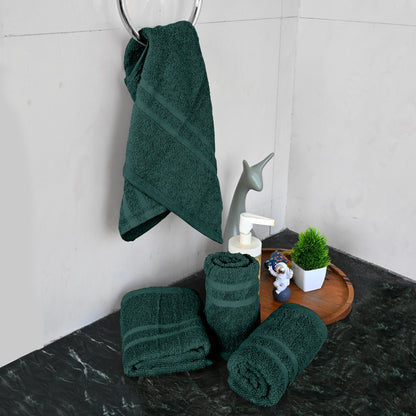 Green Cotton Set of 4 Hand Towels (40x60 cm)