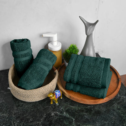 Green Cotton Set of 4 Hand Towels (40x60 cm)