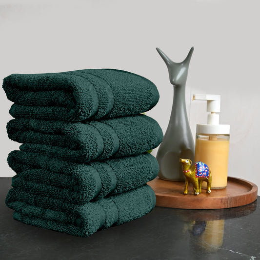 Green Cotton Set of 4 Hand Towels (40x60 cm)