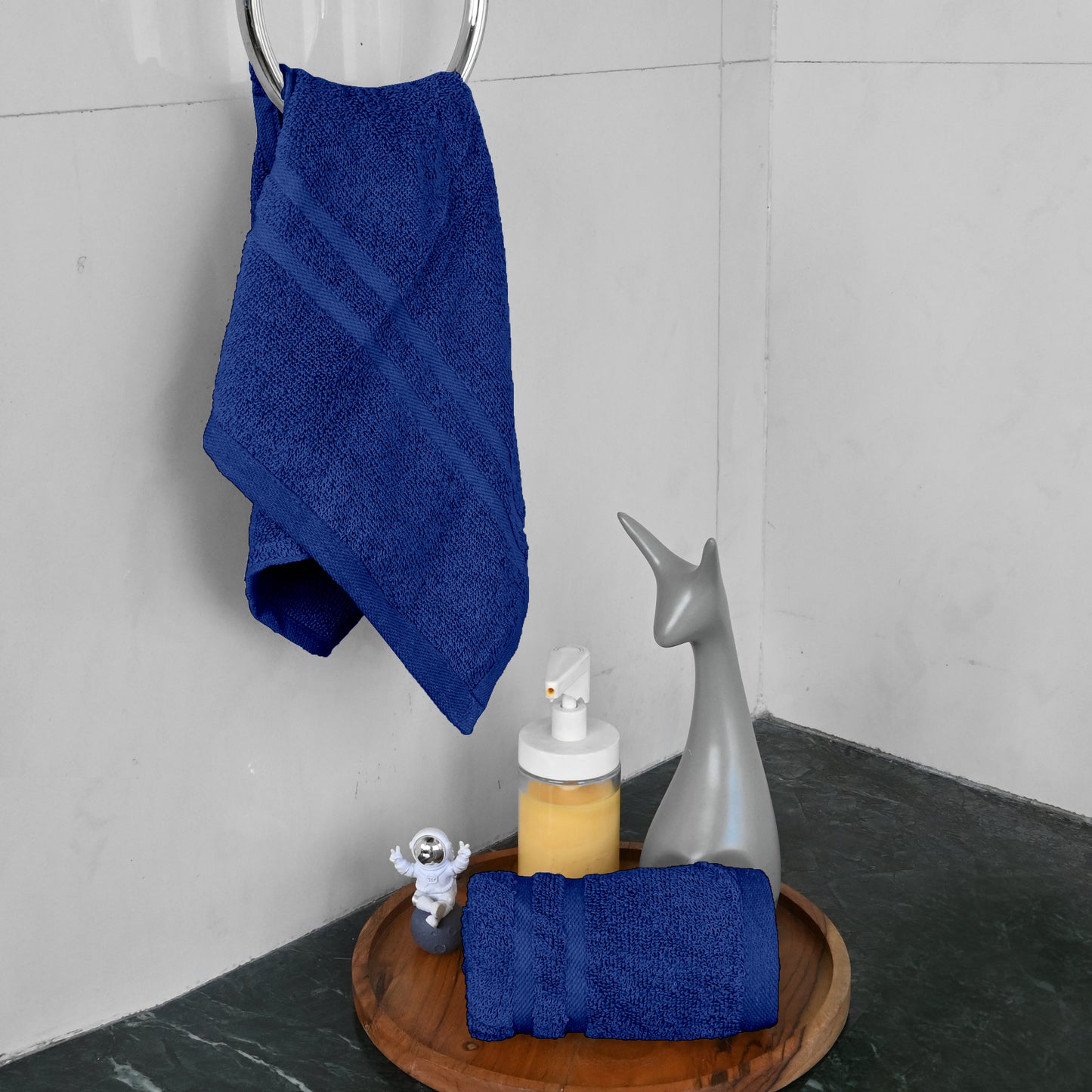 Blue Cotton Set of 2 Hand Towels (40x60 cm)