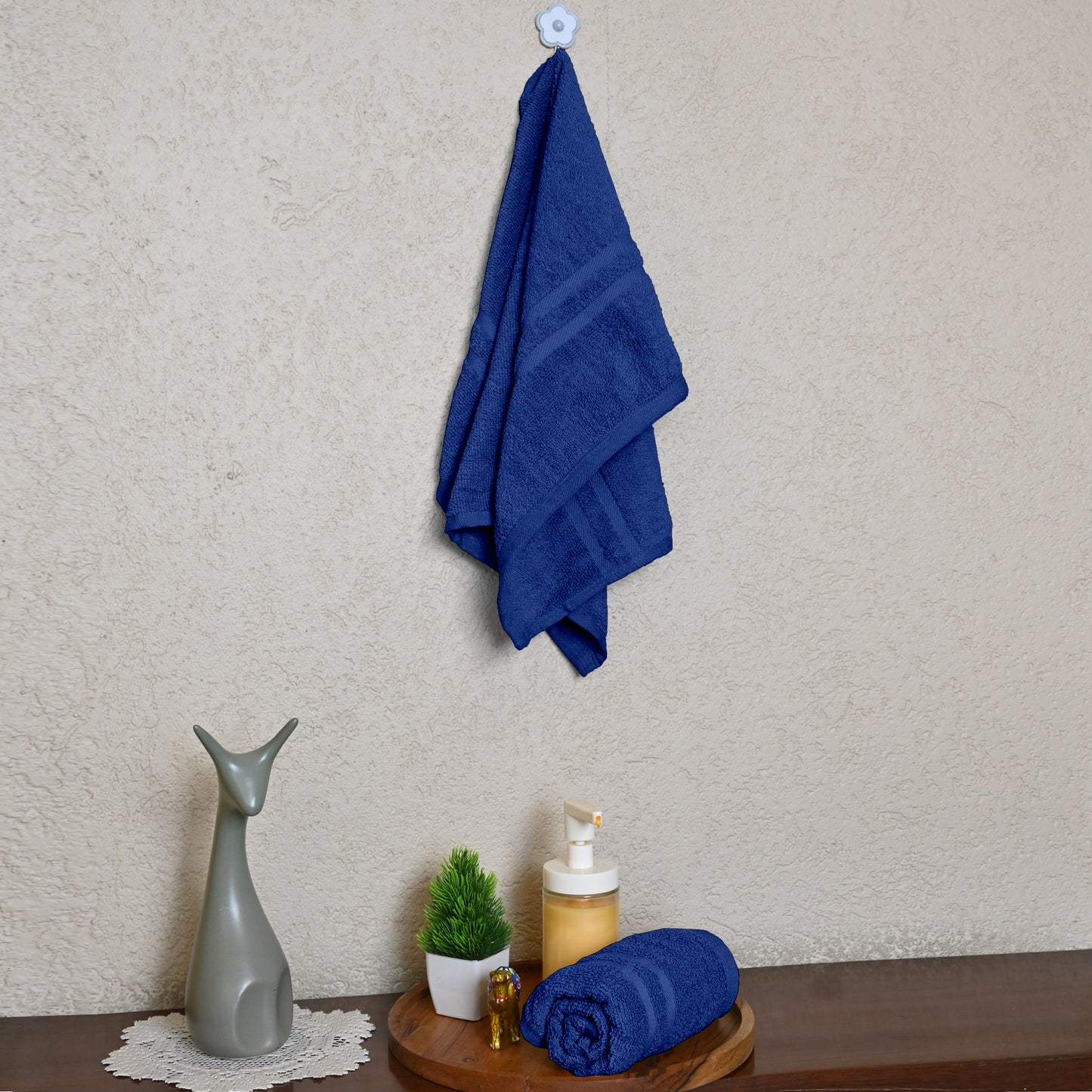 Blue Cotton Set of 2 Hand Towels (40x60 cm)